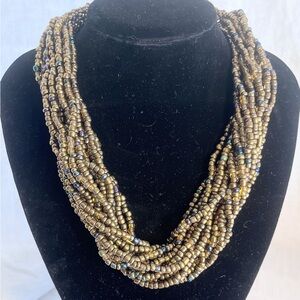 Multi-Strand Beaded iridescent bronze Necklace